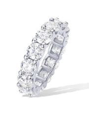PAVOI 14K Gold Plated Eternity Ring for Women - Statement Eternity Band Rings with Round Cubic Zirconia - Stackable Wedding Band - Travel Bridal Jewelry