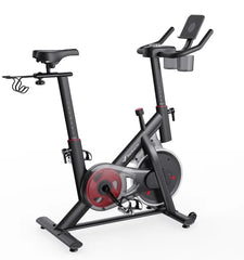 Merach Heimtrainer mit neuem RPM-Spielmodus, verbessertem elektronischen Heimtrainer mit Halterung, leisem Riemenantrieb und bequemem Sitzkissen für Cardio-Training, exklusive App, Tablet-Halterung und Fitnesskurse, Fitnessgerät Summervibes
