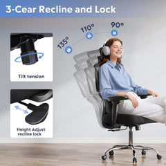 Big & Tall Ergonomic Office Chair – Reclining Heavy-Duty Desk Chair for Long Hours