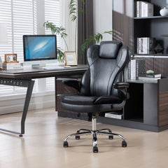 Big & Tall Leather Office Chair – Ergonomic Computer Desk Chair with Back Support