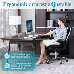 Big & Tall Leather Office Chair – Ergonomic Computer Desk Chair with Back Support