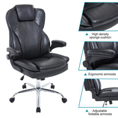 Big & Tall Leather Office Chair – Ergonomic Computer Desk Chair with Back Support