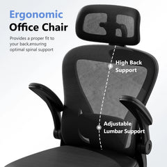 Black Ergonomic Mesh Office Chair with Lumbar Support – Computer & Desk Chair