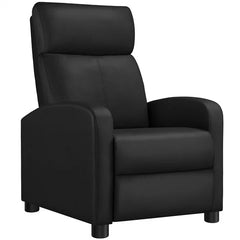 Black Modern Leather Recliner Chair, Single Reclining Sofa & Home Theater Seating