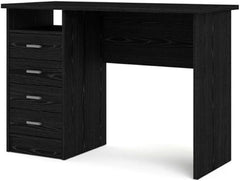 Black Woodgrain Desk with 4 Drawers – Stylish Home Office & Computer Desk