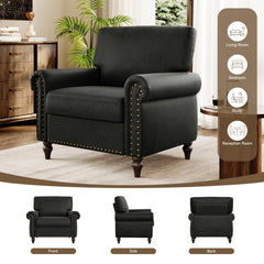 Mid-Century Modern Accent Chair, Upholstered Living Room Armchair, Easy Assembly