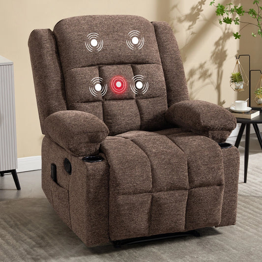 CANMOV 350 lb Manual Massage Recliner Chair with Heat, Storage & Cup Holders