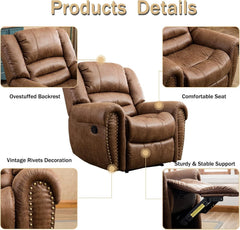 CANMOV Leather Recliner Chair – Classic Traditional Manual Reclining Sofa Chair