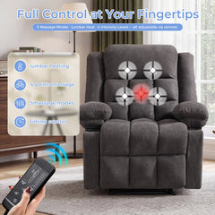 CANMOV Massage Recliner Chair with Heat, Manual Reclining Chair with Cup Holders