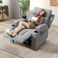 CANMOV Massage Recliner Chair with Heat, Manual Reclining Chair with Cup Holders for Living Room