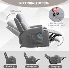 CANMOV Massage Recliner Chair with Heat, Manual Reclining Chair with Cup Holders for Living Room