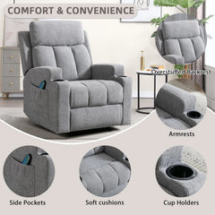 CANMOV Massage Recliner Chair with Heat, Manual Reclining Chair with Cup Holders for Living Room