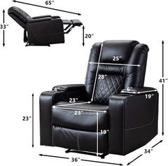 CANMOV Power Recliner Chair, PU Leather Electric Reclining Chair with USB Ports & Cup Holders