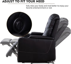 CANMOV Power Recliner Chair, PU Leather Electric Reclining Chair with USB Ports & Cup Holders