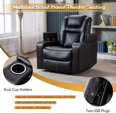 CANMOV Power Recliner Chair, PU Leather Electric Reclining Chair with USB Ports & Cup Holders