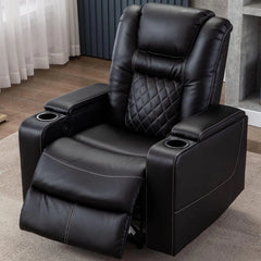 CANMOV Power Recliner Chair, PU Leather Electric Reclining Chair with USB Ports & Cup Holders