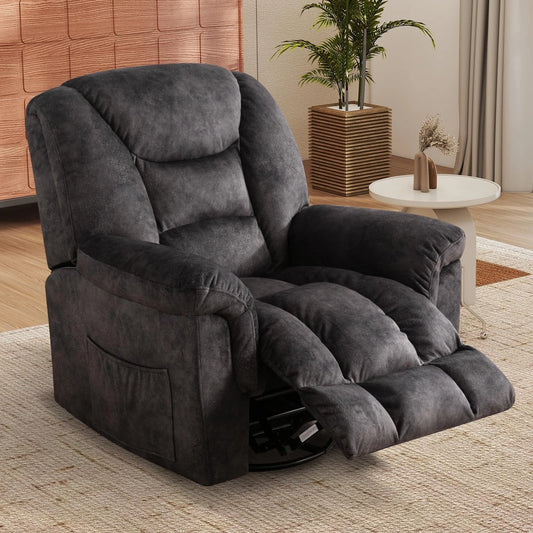 Canmov 360° Swivel Rocker Recliner Chair, Manual Nursing Recliner with Hidden Switch