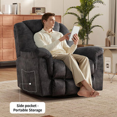 Canmov 360° Swivel Rocker Recliner Chair, Manual Nursing Recliner with Hidden Switch