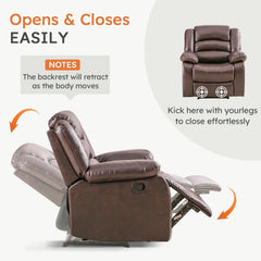 Canmov Breathable PU Leather Manual Recliner Chair, Single Sofa Lounge Chair