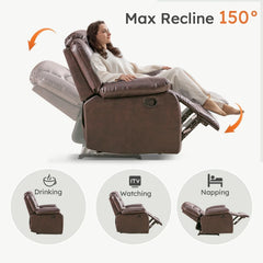 Canmov Breathable PU Leather Manual Recliner Chair, Single Sofa Lounge Chair