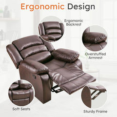 Canmov Breathable PU Leather Manual Recliner Chair, Single Sofa Lounge Chair