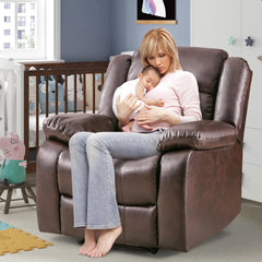 Canmov Breathable PU Leather Manual Recliner Chair, Single Sofa Lounge Chair