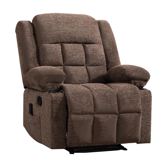 Canmov Brown Manual Recliner Chair with Vibration Massage & Lumbar Heating