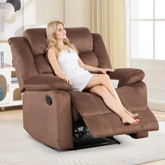 Canmov Fabric Manual Recliner Chair, Upholstered Single Sofa Chair with Armrests