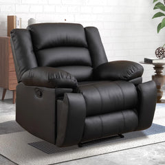 Canmov Faux Leather Manual Recliner Chair with 2 Concealed Cup Holders, Single Sofa
