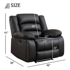 Canmov Faux Leather Manual Recliner Chair with 2 Concealed Cup Holders, Single Sofa