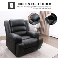 Canmov Faux Leather Manual Recliner Chair with 2 Concealed Cup Holders, Single Sofa