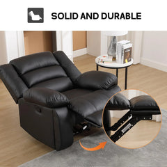 Canmov Faux Leather Manual Recliner Chair with 2 Concealed Cup Holders, Single Sofa