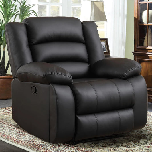 Canmov Faux Leather Manual Recliner Chair with 2 Concealed Cup Holders, Single Sofa