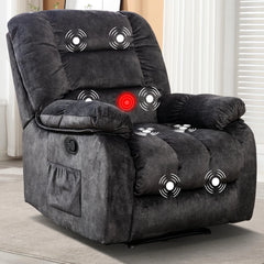 Canmov Manual Recliner Chair with Vibration Massage & Heat, Soft Fabric Lounge Chair