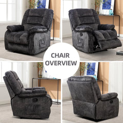 Canmov Manual Recliner Chair with Vibration Massage & Heat, Soft Fabric Lounge Chair