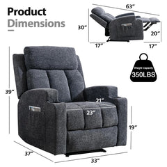 Canmov Massage Recliner Chair with Heat, Manual Reclining Chair with Cup Holder
