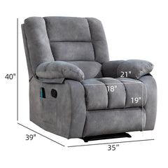 Canmov Massage Recliner Chair with Vibration & Heat, Manual Fabric Recliner Sofa