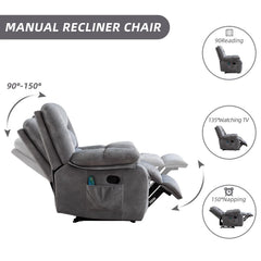 Canmov Massage Recliner Chair with Vibration & Heat, Manual Fabric Recliner Sofa