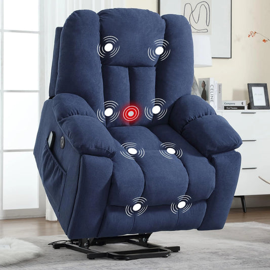 Canmov Power Lift Recliner Chair with Massage & Heat, USB Ports & 2 Cup Holders
