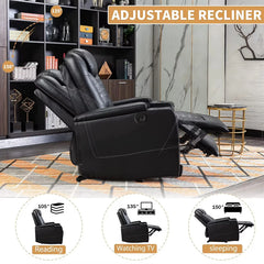 Canmov Power Recliner Chair, PU Leather Reclining Sofa with USB Ports, Cup Holders & Storage