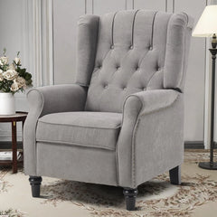 Canmov Pushback Recliner Chair, Wingback Accent Armchair with Rivet Decoration