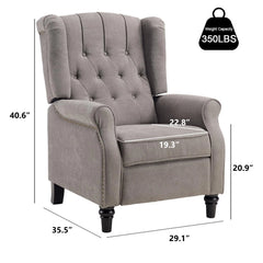 Canmov Pushback Recliner Chair, Wingback Accent Armchair with Rivet Decoration