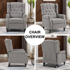 Canmov Pushback Recliner Chair, Wingback Accent Armchair with Rivet Decoration
