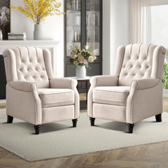 Canmov Pushback Recliner Chair with Rivet Decoration, Upholstered Reclining Armchair