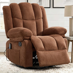 Canmov Swivel Rocker Recliner Chair with Heat & Vibration, Manual Glider Recliner