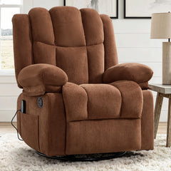 Canmov Swivel Rocker Recliner Chair with Heat & Vibration, Manual Glider Recliner