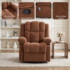 Canmov Swivel Rocker Recliner Chair with Heat & Vibration, Manual Glider Recliner