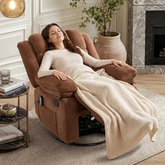 Canmov Swivel Rocker Recliner Chair with Heat & Vibration, Manual Glider Recliner