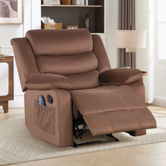Canmov Velvet Massage Recliner Chair with Heat, Manual Reclining Single Sofa Chair