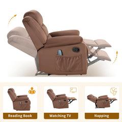 Canmov Velvet Massage Recliner Chair with Heat, Manual Reclining Single Sofa Chair